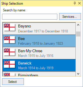 Ship Selection Pane